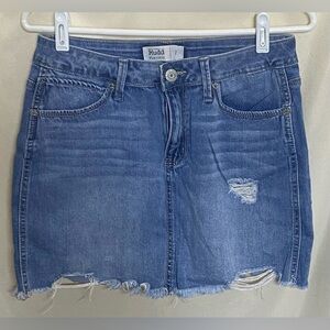 Mudd Flx Stretch Denim Distressed Jean Skirt